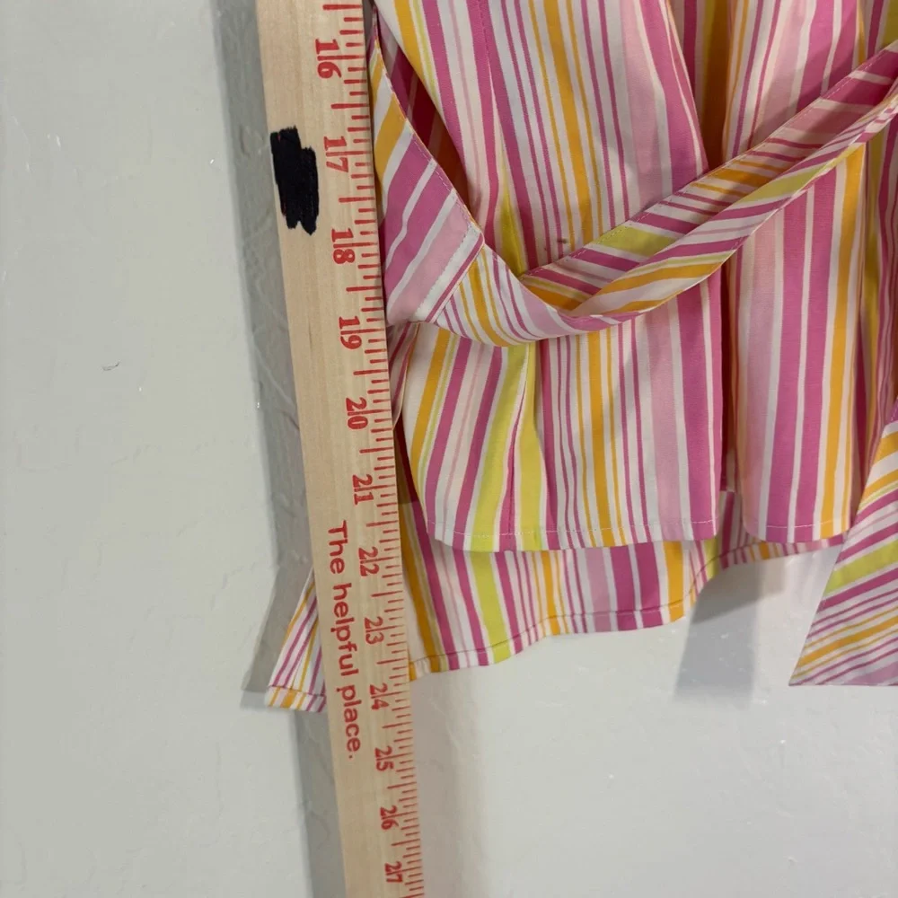 Lilly Pulitzer Vintage White Label Wrap Shirt Golden Lion Maritime Stripe Sz 6 - Picture 7 of 7